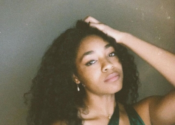 Simone in green dress