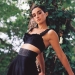 Michela De Rossi in black top and skirt