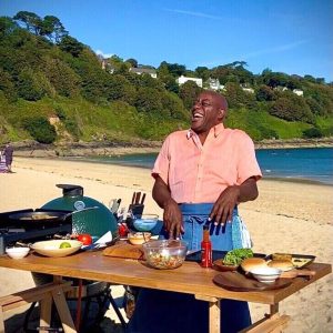 Jimmy Harriott's father on a cooking show