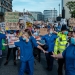 NHS workers protesting