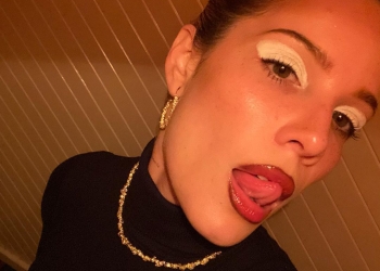 Singer Halsey in black top