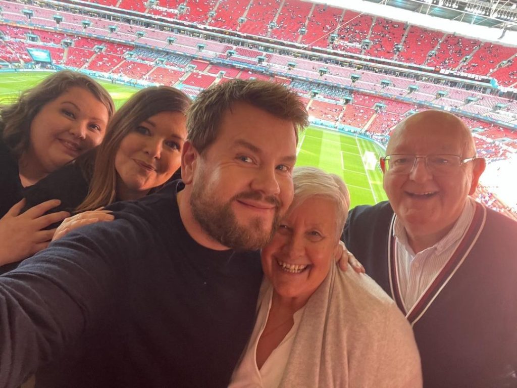 James Corden with his family