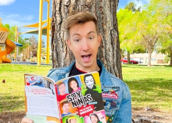 Chad Wild Clay with his Spy Ninja Book