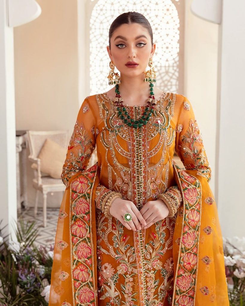 Model wearing a yellow attire from Kanwal Malik Official Collection