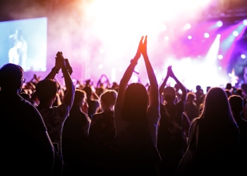 People enjoying the Eurovision concert