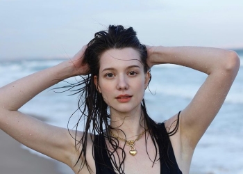 Anastasia Cebulska in black swimsuit