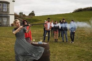 The cast of Smother shooting for a scene