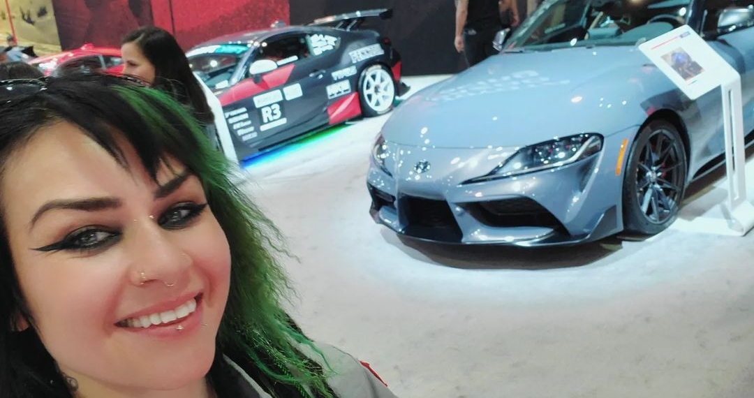 Faye Hadley taking a selfie at Toyota Gazoo Racing