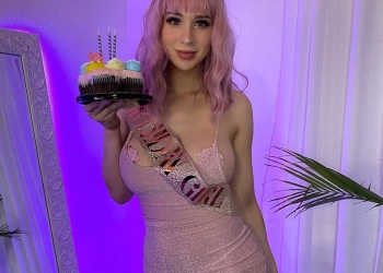 Pink Sparkles in a pink dress for her birthday