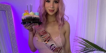 Pink Sparkles in a pink dress for her birthday